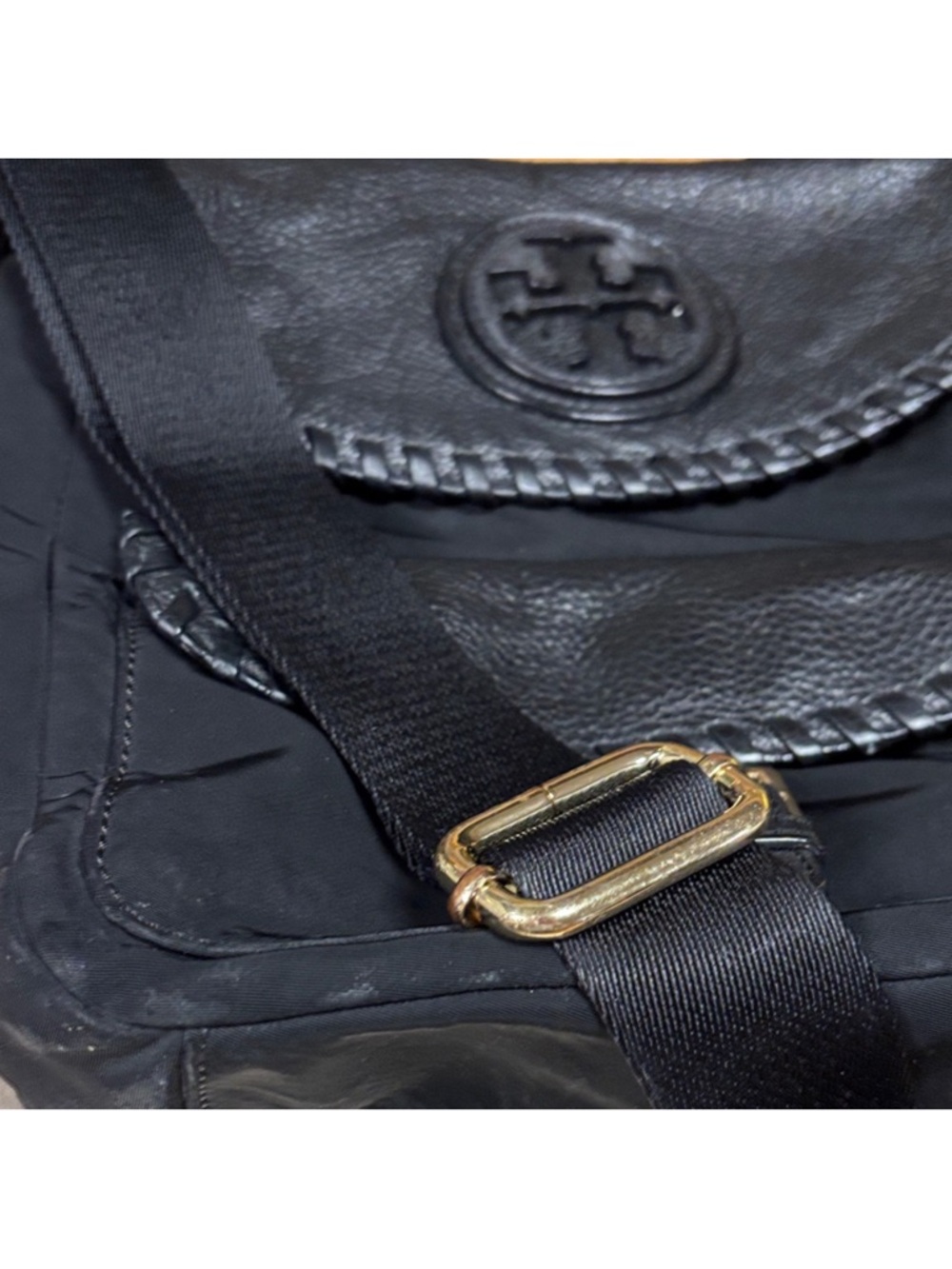 Tory Burch Marion Black Nylon Whipstitch Messenger/Diaper Bag - Picture 5 of 8